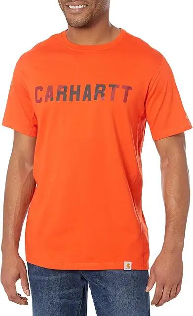 Carhartt Force Relaxed Fit Midweight Short Sleeve Block Logo Graphic T-Shirt (Cherry Tomato) Men's Clothing Cover