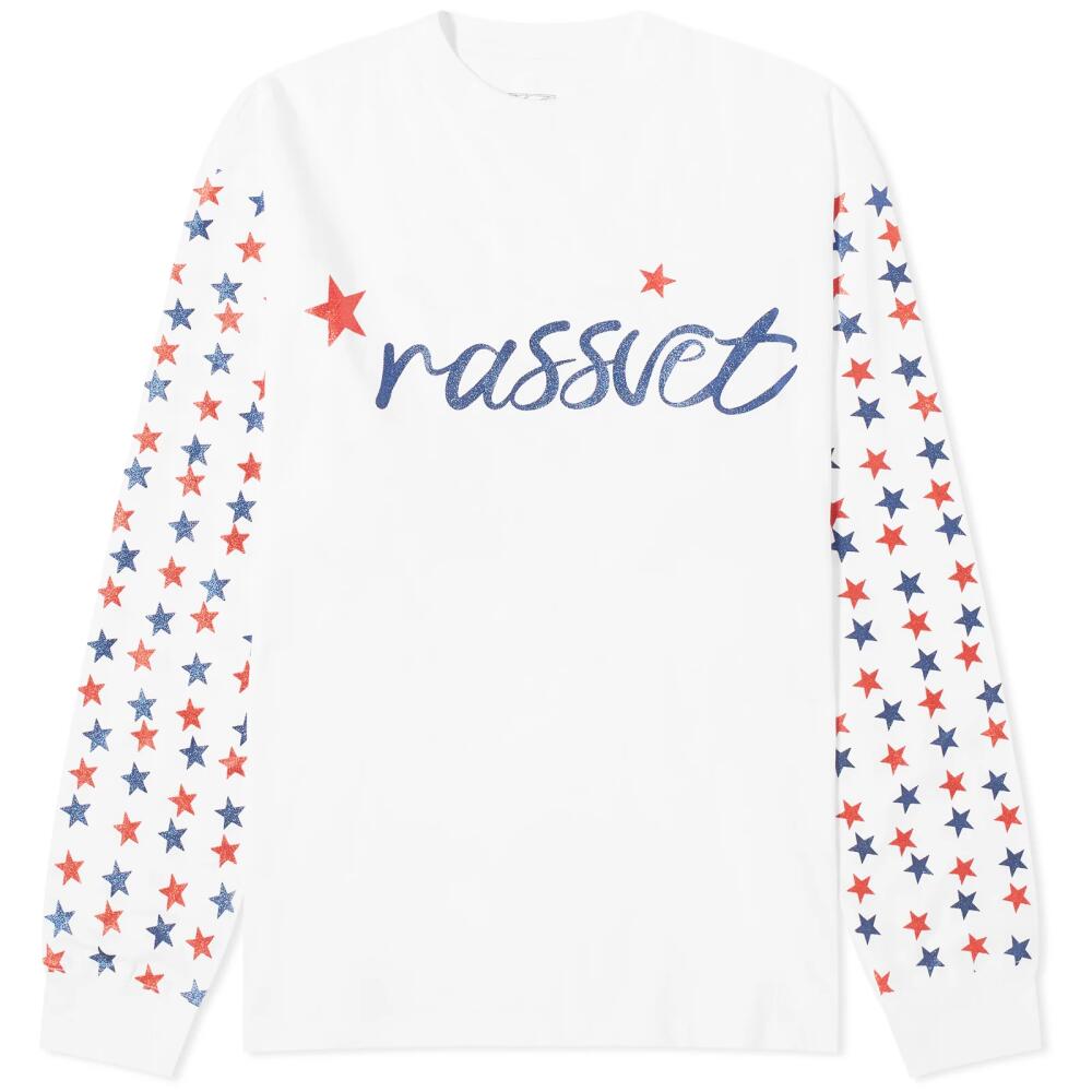 RASSVET Men's Sparkle Logo Long Sleeve T-Shirt in White Cover