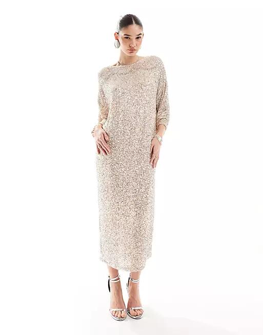 Never Fully Dressed Jem embellished off-shoulder maxi dress in silver Cover