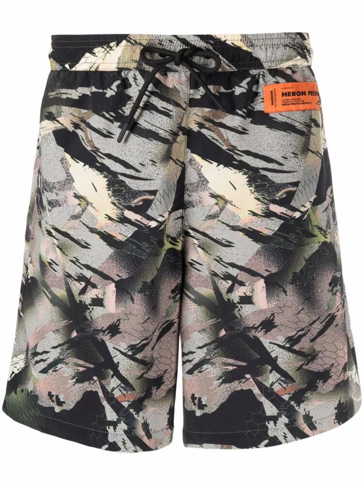 Heron Preston abstract-print swim shorts - Green Cover