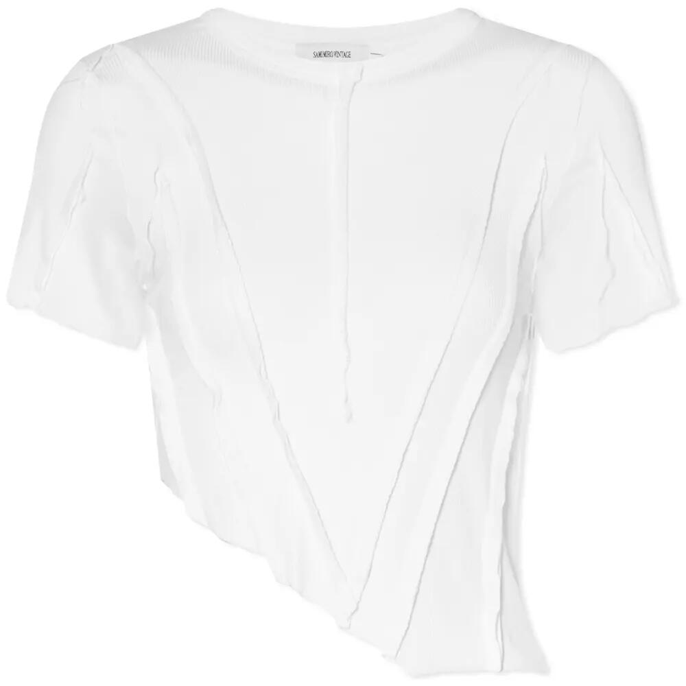 Sami Miro Vintage Women's Asymmetric T-Shirt in White Babyrib (Up-Cycled) Cover