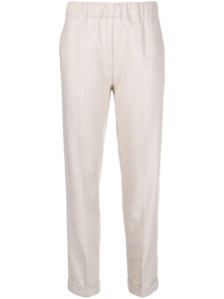 D.Exterior mid-rise tapered-leg wool-blend trousers - Neutrals Cover