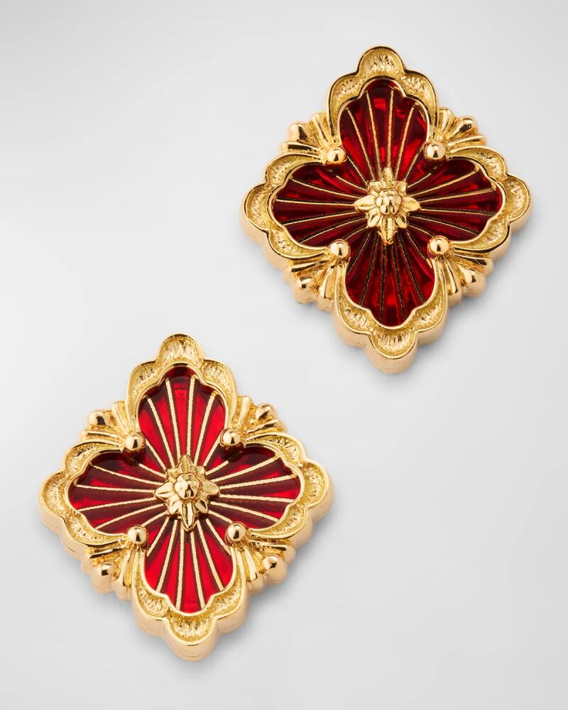 Buccellati Opera Tulle 18K Gold Red Enamel Button Earrings Cover