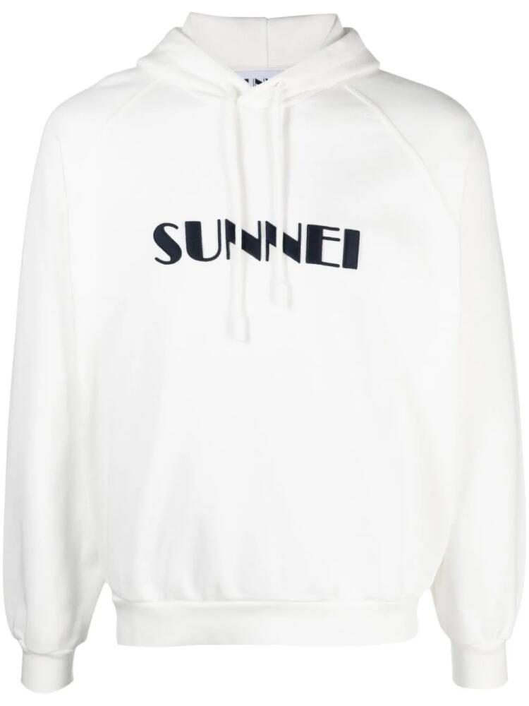 Sunnei logo-print drawstring hoodie - White Cover