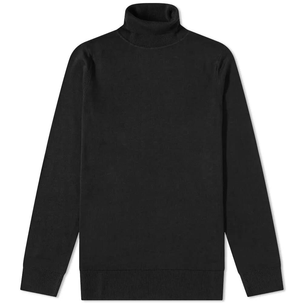 Sunspel Men's Merino Roll Neck Knit in Black Cover