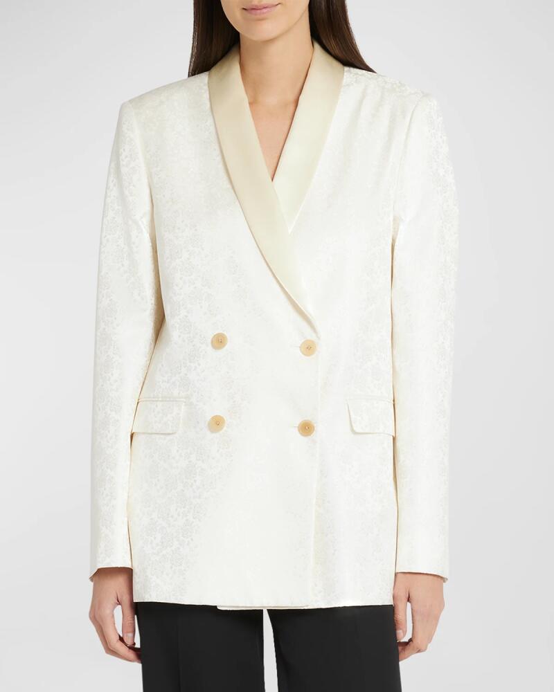 THE ROW Jerome Floral Jacquard Double-Breasted Satin-Lapel Jacket Cover