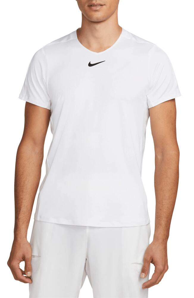 Nike Court Dri-FIT Advantage Tennis Shirt in White/Black Cover