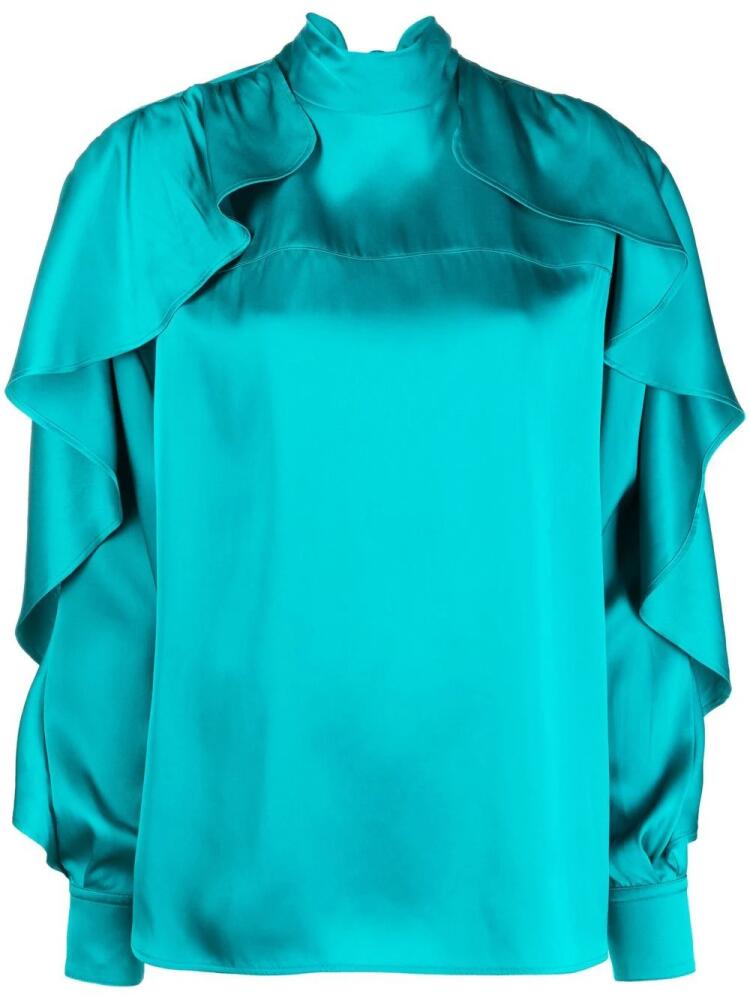 colville ruffled-sleeve satin blouse - Blue Cover