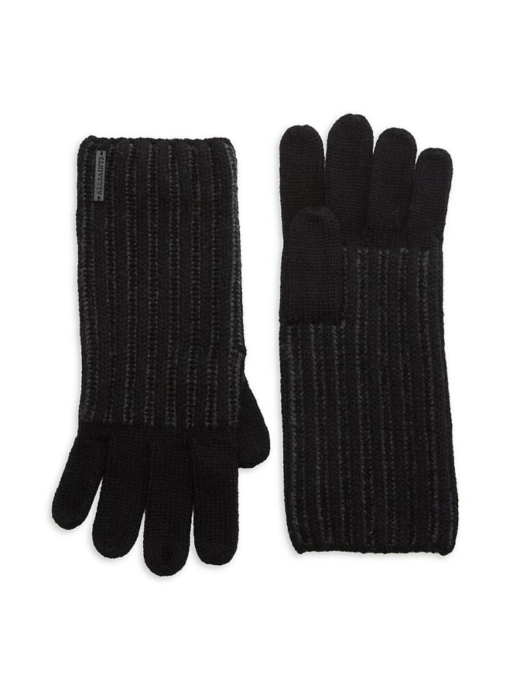 AllSaints Women's Plaited Ribbed Gloves - Black Charcoal Cover