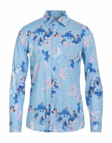 Daniele Alessandrini Homme Man Shirt Sky blue Cotton, Elastane Cover