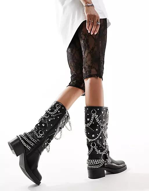 Azalea Wang Fillmore biker boot with hardware in black Cover