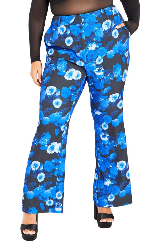 City Chic Kiara Floral Print Flare Pants in Moonlit Cover