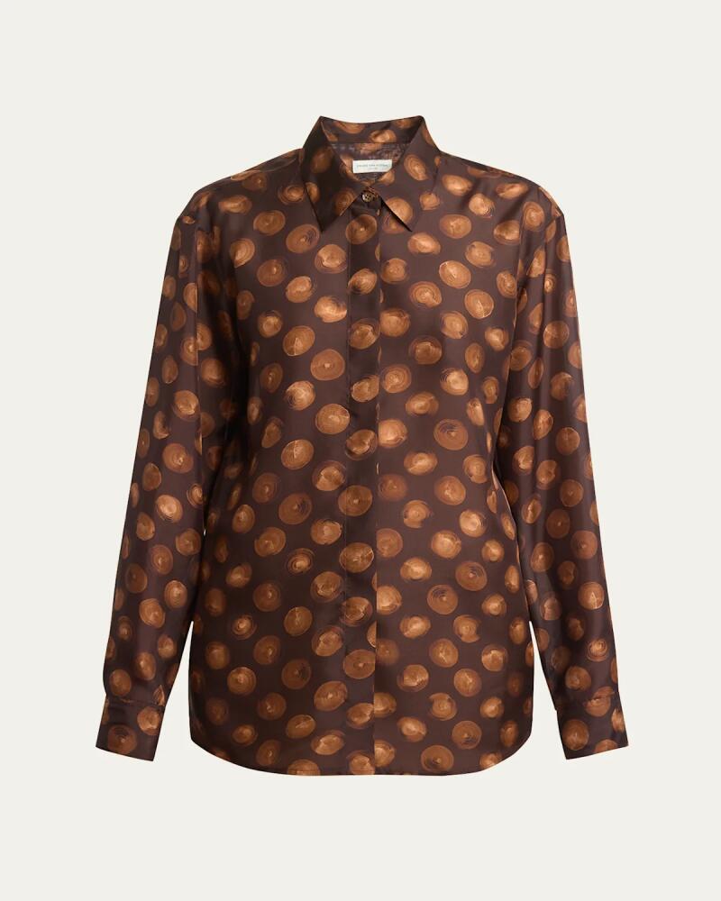 Dries Van Noten Clavel Printed Button Down Silk Blouse Cover