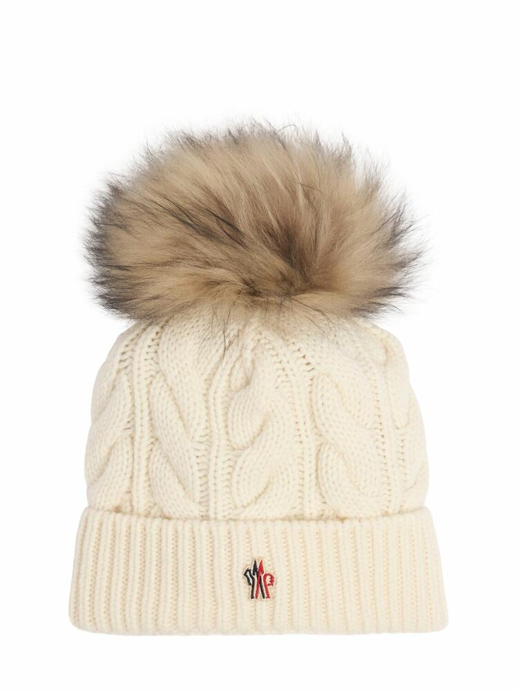 MONCLER GRENOBLE Virgin Wool Blend Beanie W/ Pompom Cover