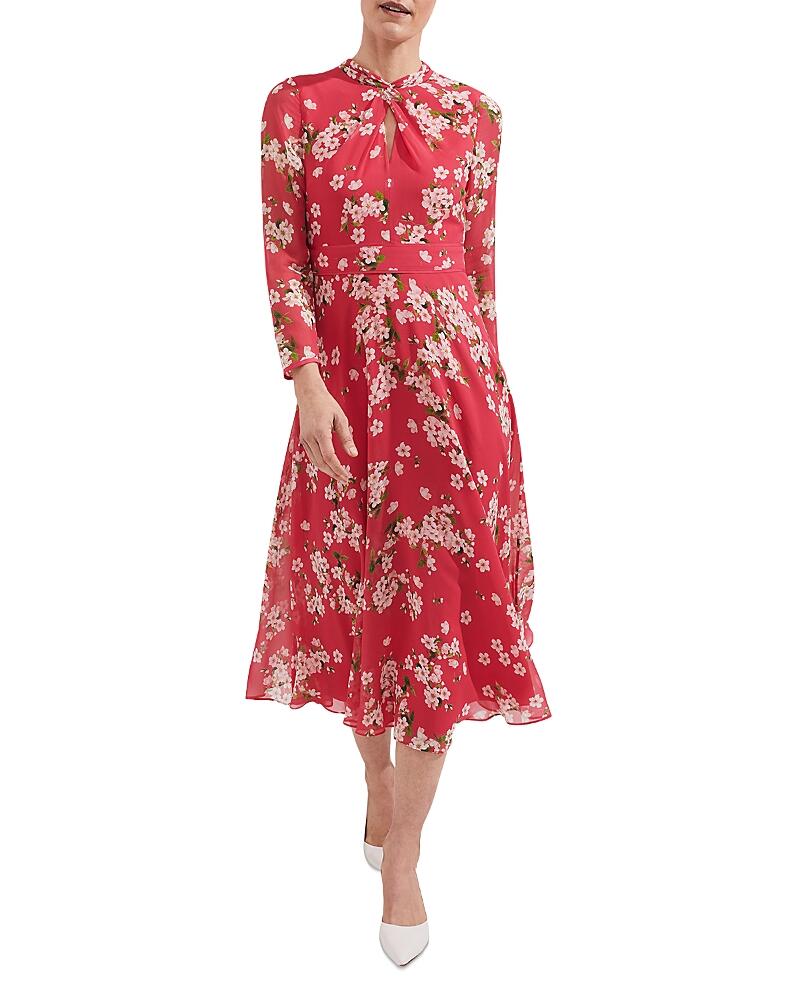 Hobbs London Helena Silk Midi Dress Cover