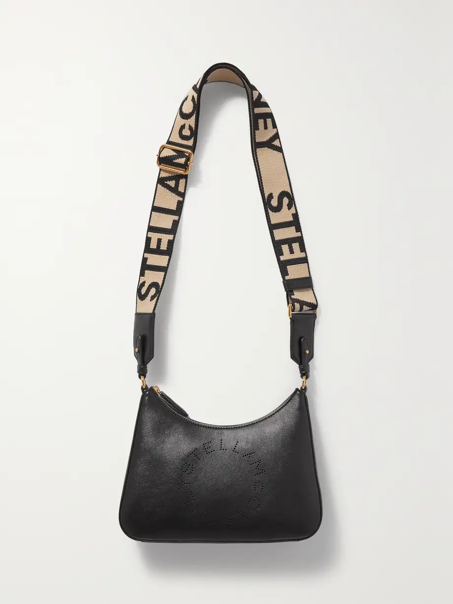 Stella McCartney - Logo-perforated Vegetarian Leather Shoulder Bag - Black Cover