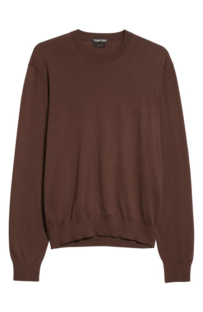 TOM FORD Sea Island Cotton Crewneck Sweater in Dark Chocolate Cover