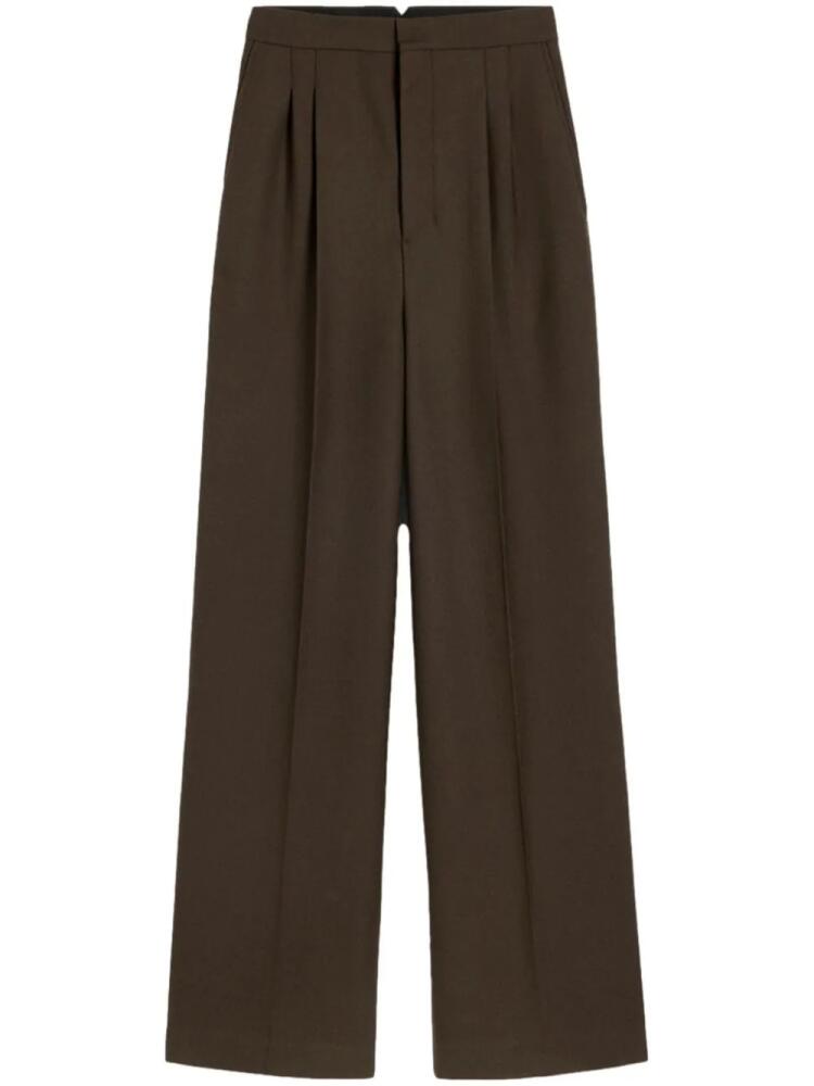 AMI Paris wide-leg wool trousers - Brown Cover