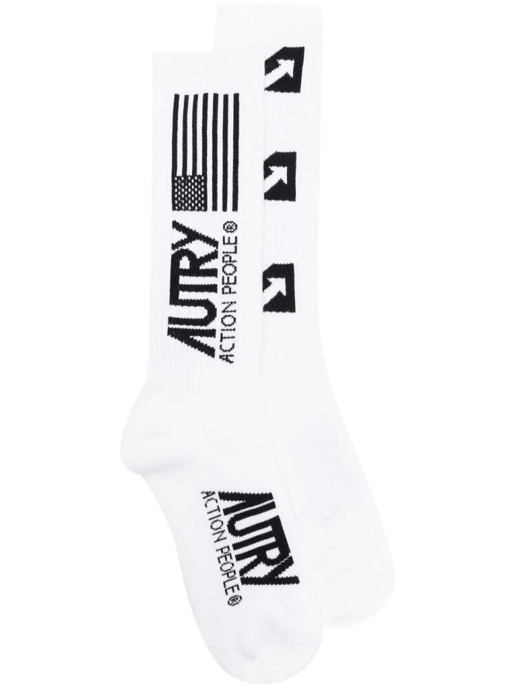 Autry logo-print ankle socks - White Cover