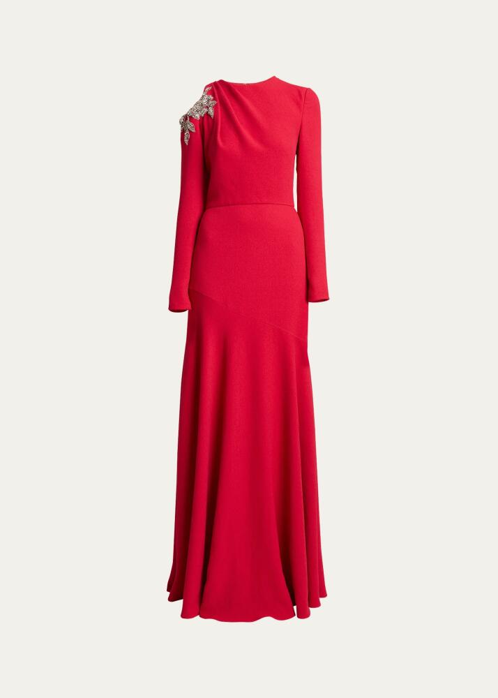 Erdem Crystal Embellished Long-Sleeve Evening Gown Cover