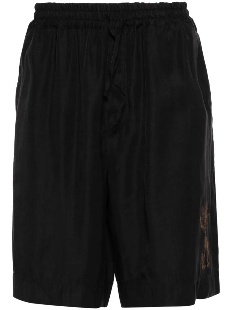 Emporio Armani floral-embroidered bermuda shorts - Black Cover