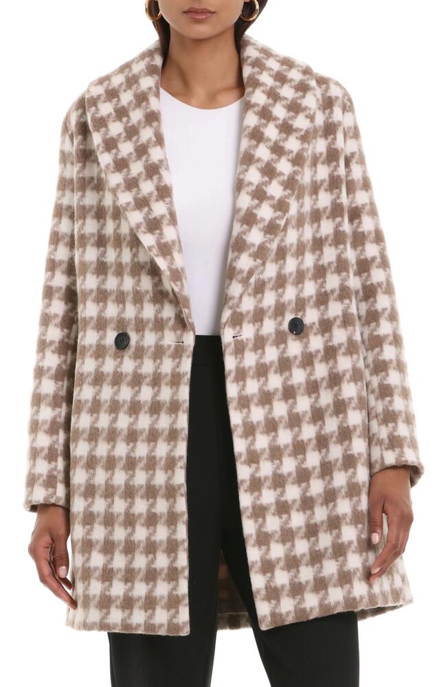 Avec Les Filles Plaid Shawl Collar Peacoat in Brown Plaid Cover