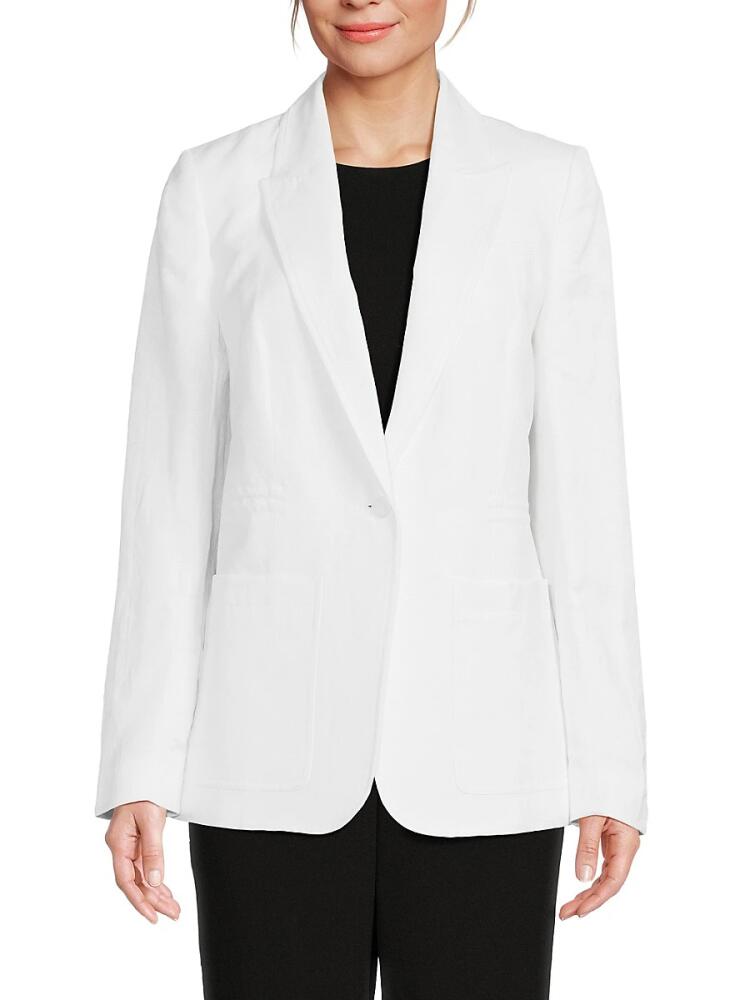 Calvin Klein Women's Peak Lapel Linen Blend Blazer - White Cover