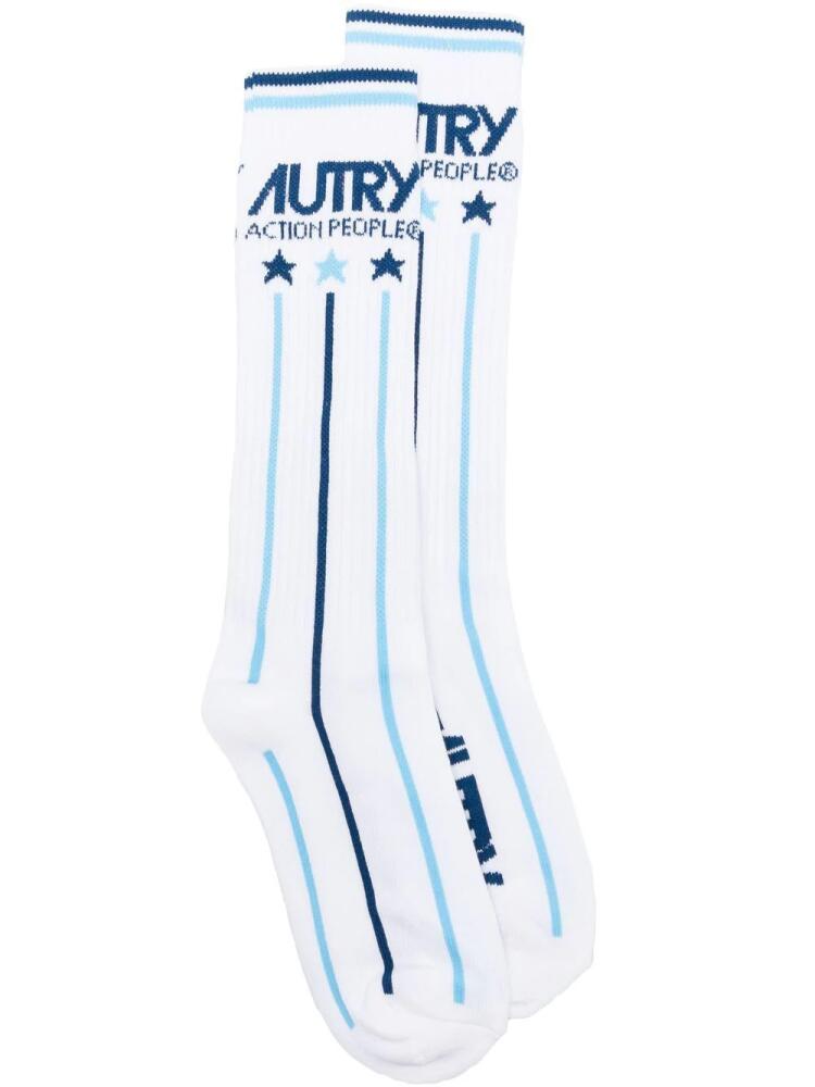 Autry logo-print ankle socks - White Cover