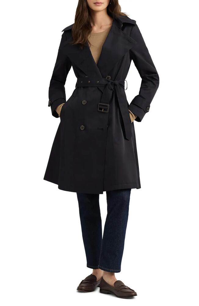 Lauren Ralph Lauren Water Resistant Belted Double Breasted Trench Coat in Dark Navy Cover