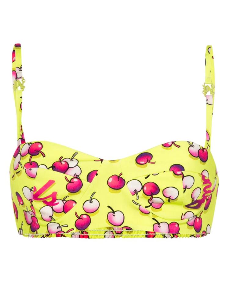 Palm Angels cherries-print balconette bra - Green Cover