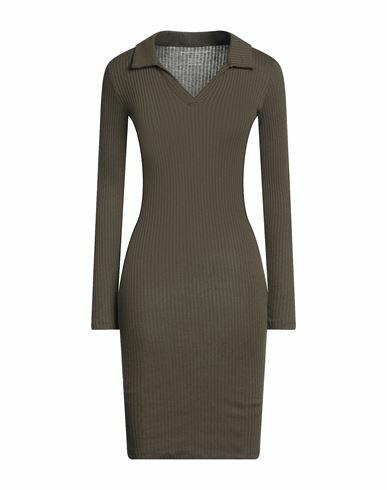 Majestic Filatures Woman Midi dress Military green Cotton, Modal, Cashmere, Elastane Cover