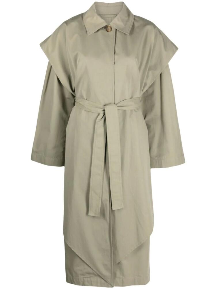 TOTEME draped belted trench coat - Green Cover