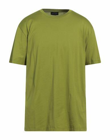 Roberto Collina Man T-shirt Military green Cotton Cover