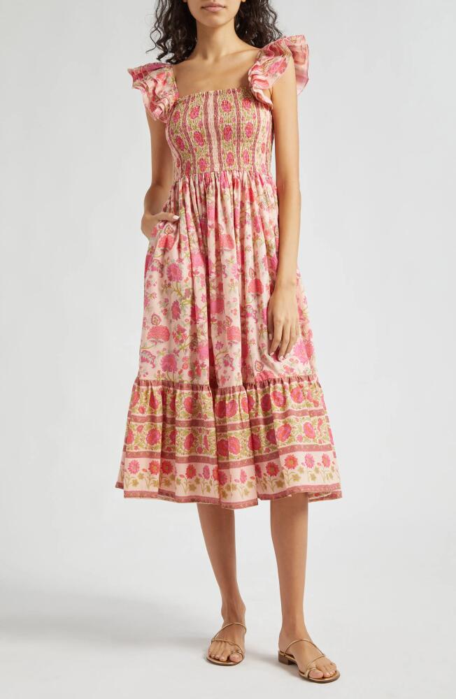 MILLE Olympia Smocked Midi Dress in Desert Bloom Cover