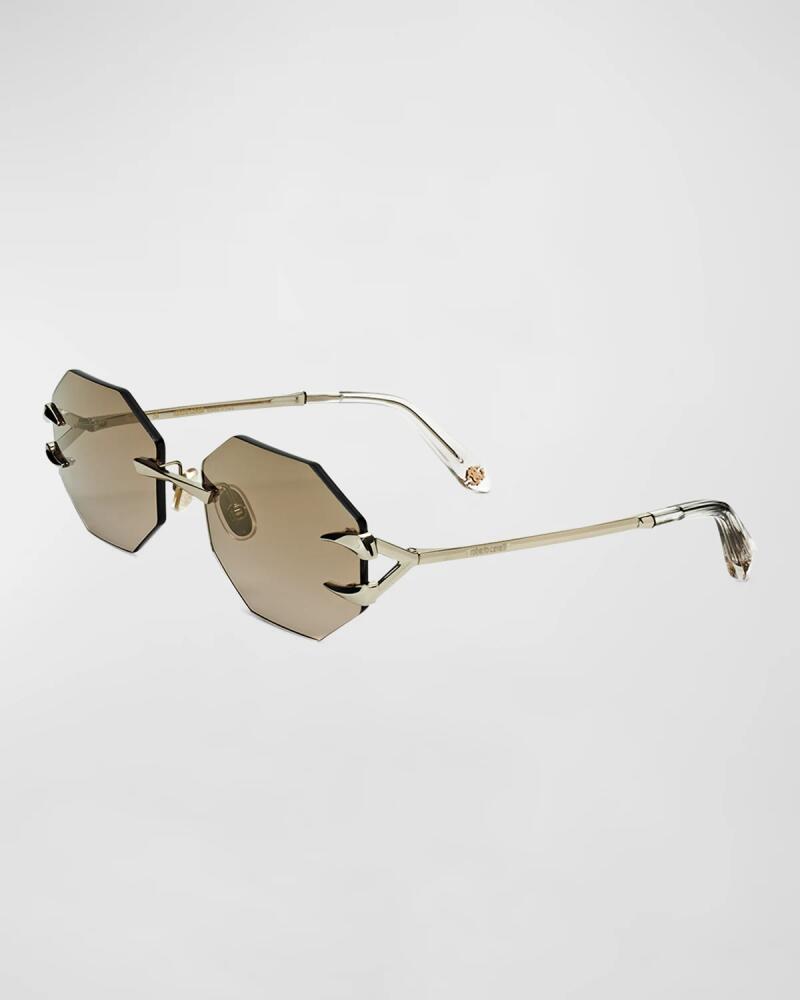 Roberto Cavalli Tiger Tooth Rimless Metal Oval Sunglasses Cover