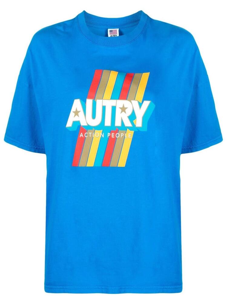 Autry logo-print cotton T-shirt - Blue Cover