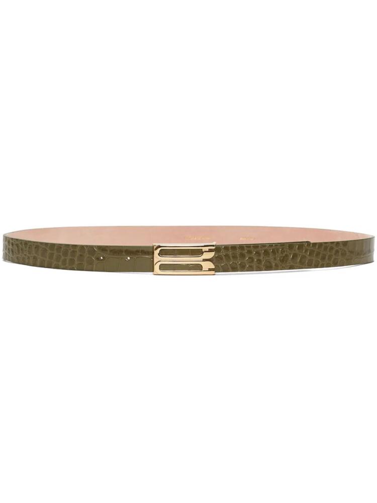 Victoria Beckham Frame crocodile-embossed leather belt - Green Cover