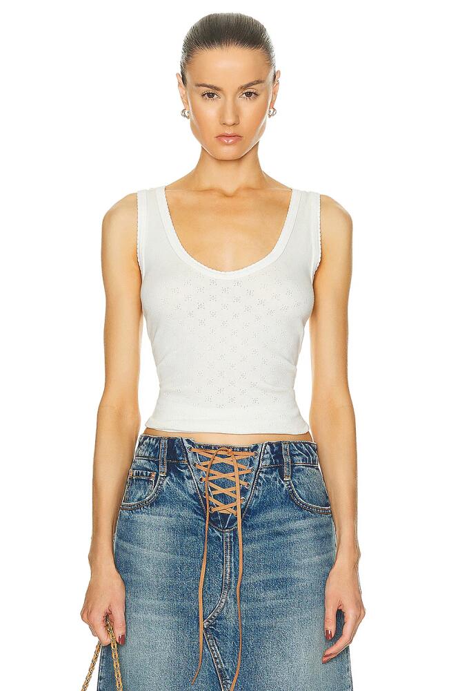 Enza Costa Scallop Edge Pointelle Tank Top in White Cover