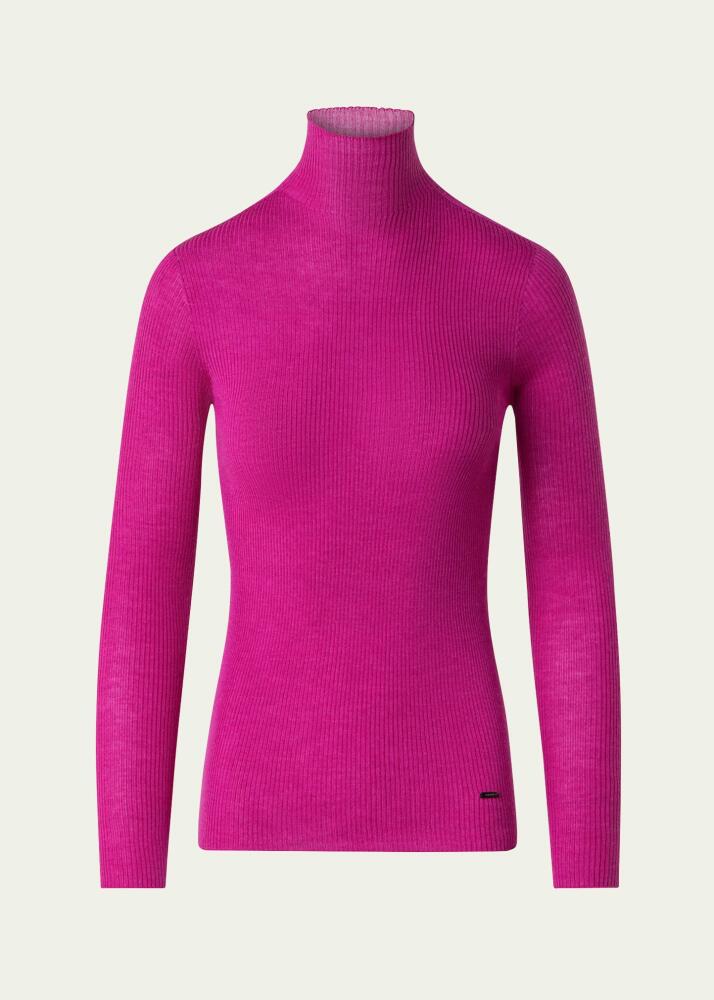 Akris Cashmere-Blend Fine Ribbed Knit Top Cover