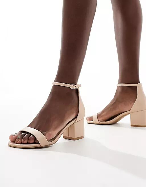 Truffle Collection block heel sandals in beige-Neutral Cover