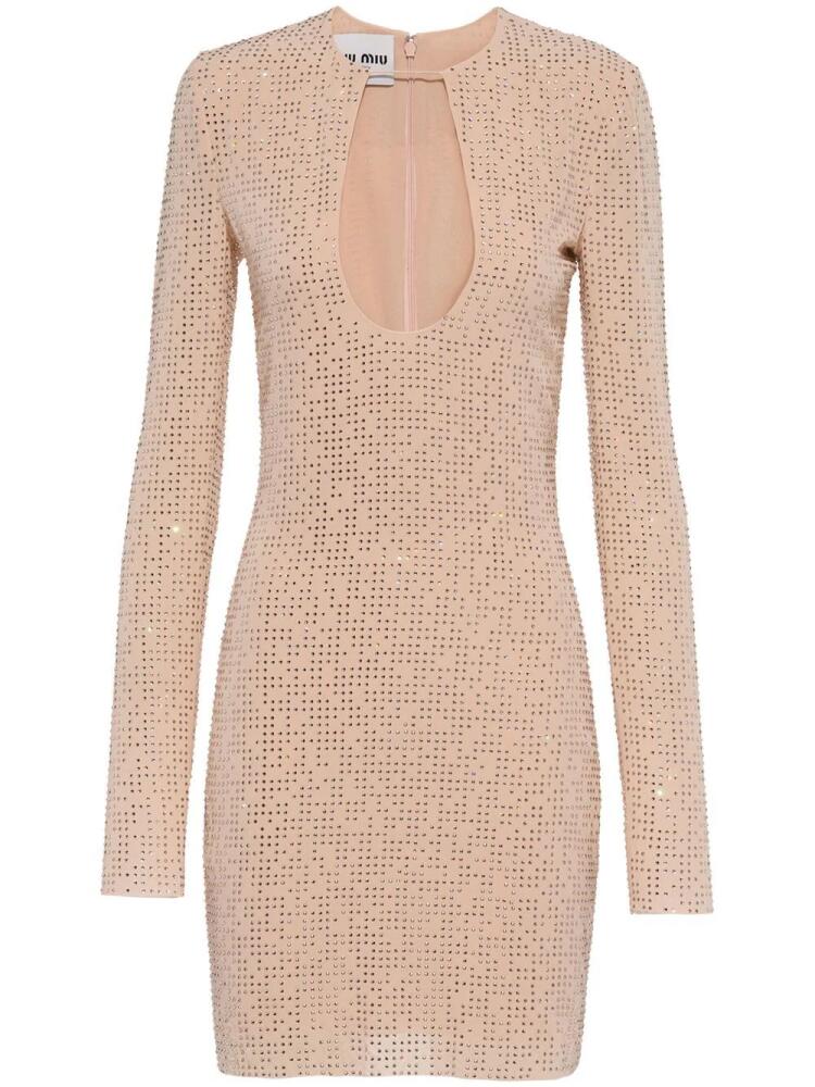 Miu Miu embroidered georgette mini dress - Neutrals Cover