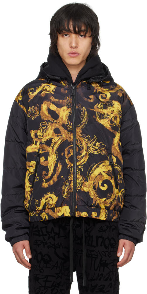 Versace Jeans Couture Black Watercolor Couture Down Jacket Cover