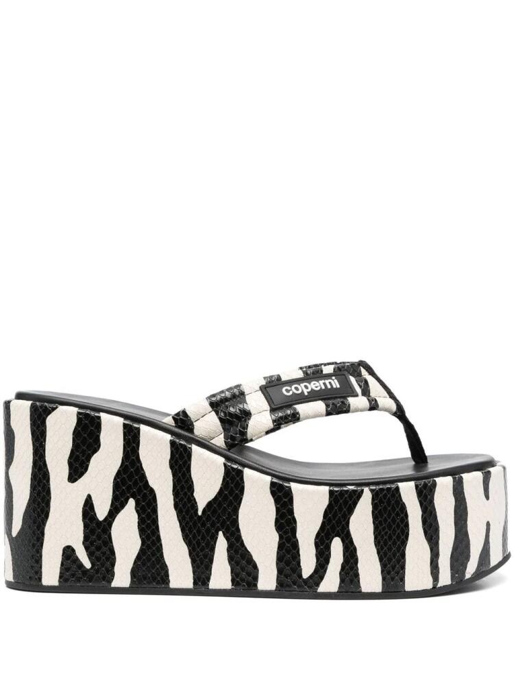 Coperni zebra-print 100mm wedge sandals - Black Cover