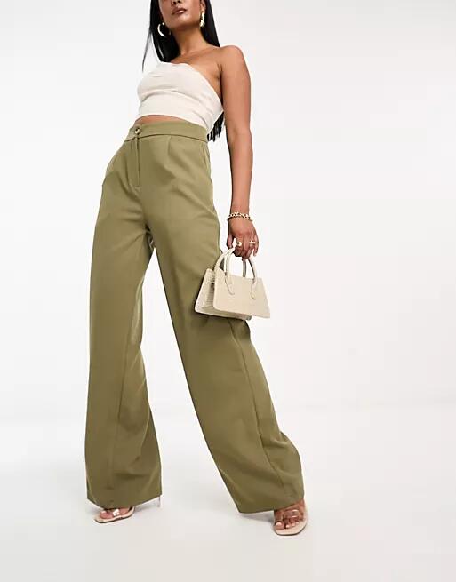 Trendyol wide leg pants in khaki-Green Cover