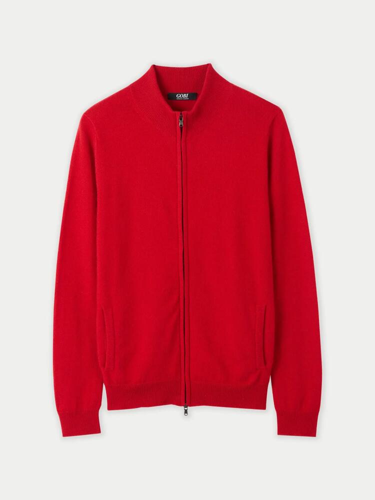 Gobi Cashmere Full-Zip Cashmere Cardigan in Racing Red Cover