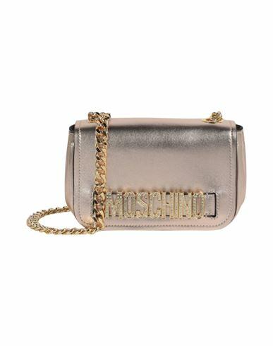 Moschino Metallic Leather Crystal-embellished Logo Crossbody Bag Woman Cross-body bag Rose gold Lambskin Cover