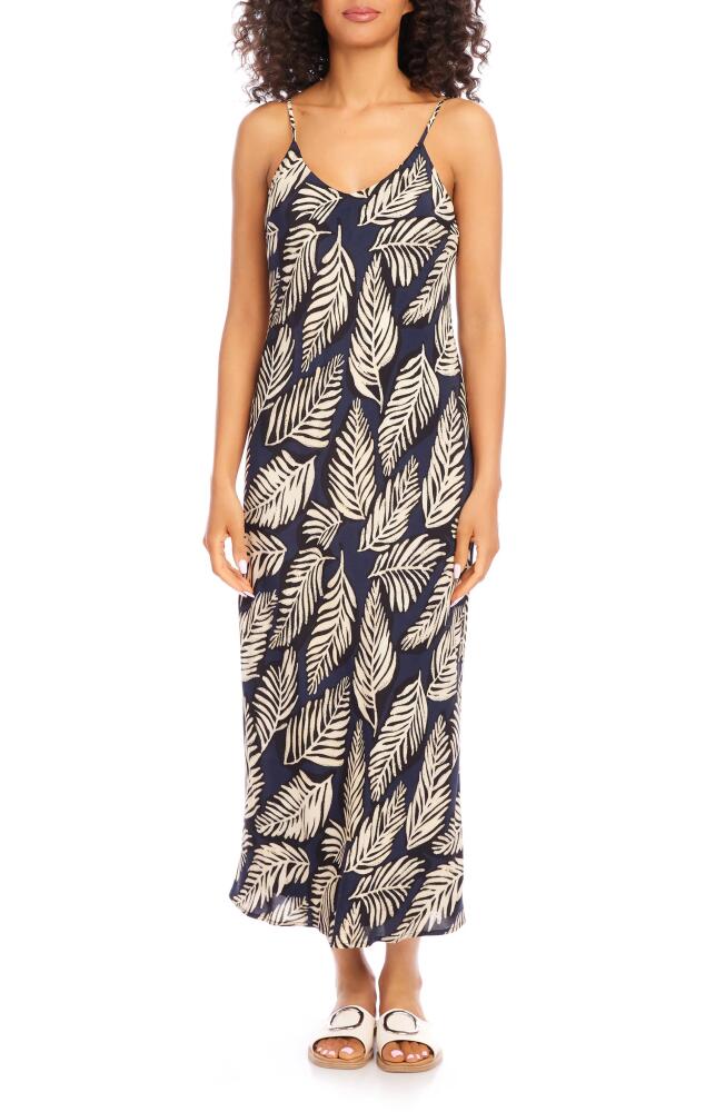 Karen Kane Leaf Print Bias Cut Slipdress in Black Print Cover