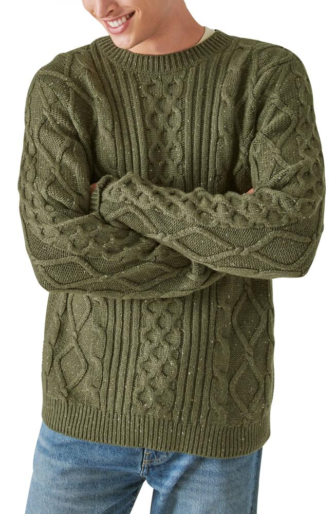 Lucky Brand Mixed Stitch Crewneck Sweater in Olive Night Cover