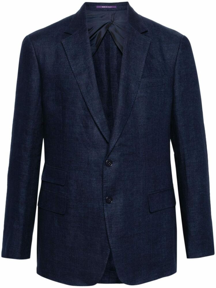 Ralph Lauren Purple Label single-breasted linen blazer - Blue Cover