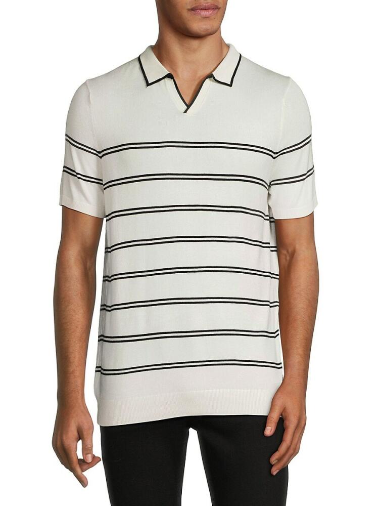 French Connection Men's Lux Trophy Striped Polo - Ecru Cover